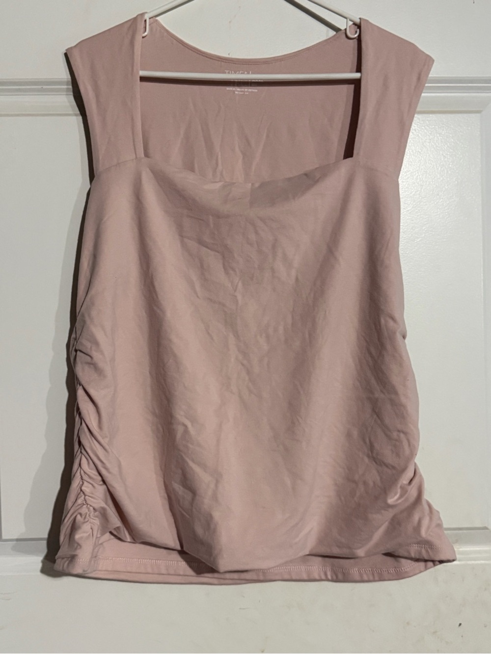 Time and Tru Blush Pink Square Neck Tank with Side Ruching